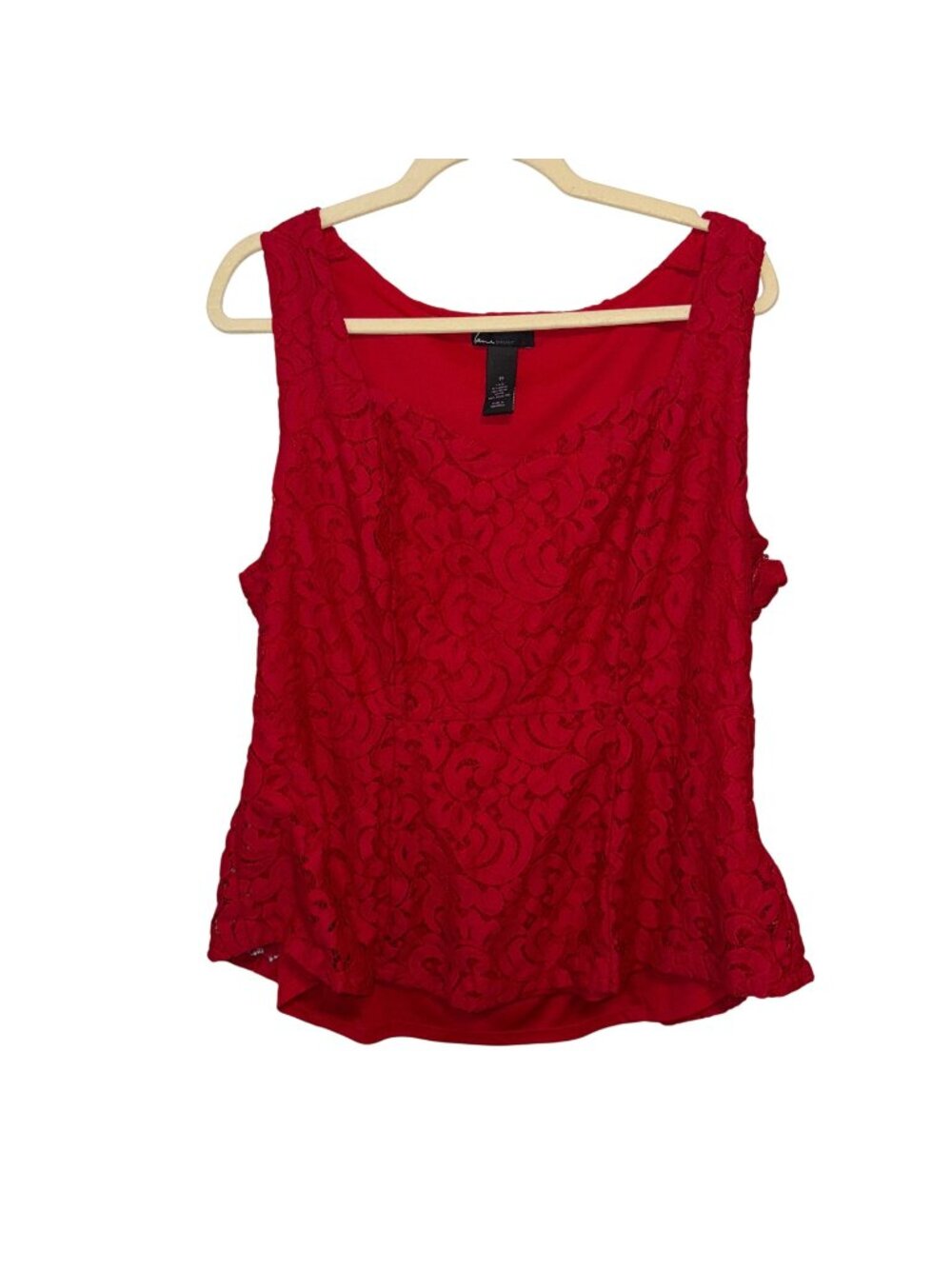 Lane Bryant Red Lace Sleeveless Tank Top Size 20 Polyester Blend Women Plus Size